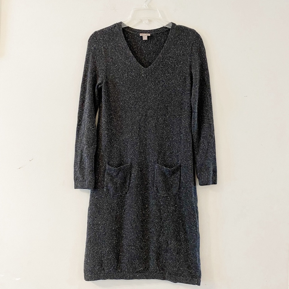 J. Jill Grey Sweater Dress Two Front Pockets Size XS